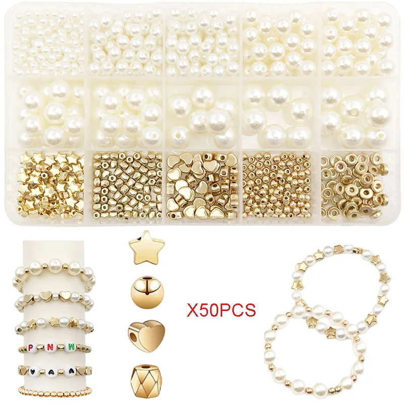 

720 Pieces DIY Beadeds Bracelet Set Heart Spacer Bead Accessories Handmade Bracelet Necklace Suit