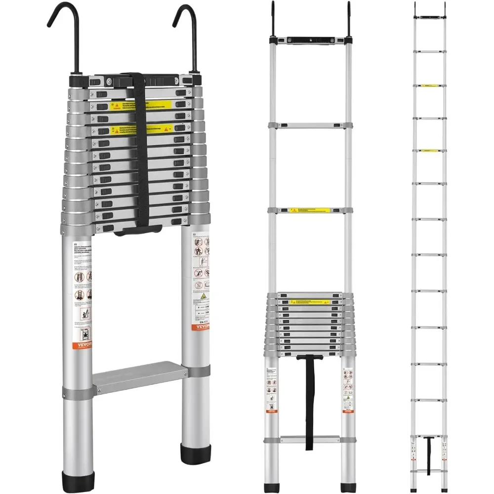 

Telescopic Ladder, 18.5-foot Aluminum Telescopic Ladder, Non Slip Feet, Portable Multi-purpose Compact Household Ladder