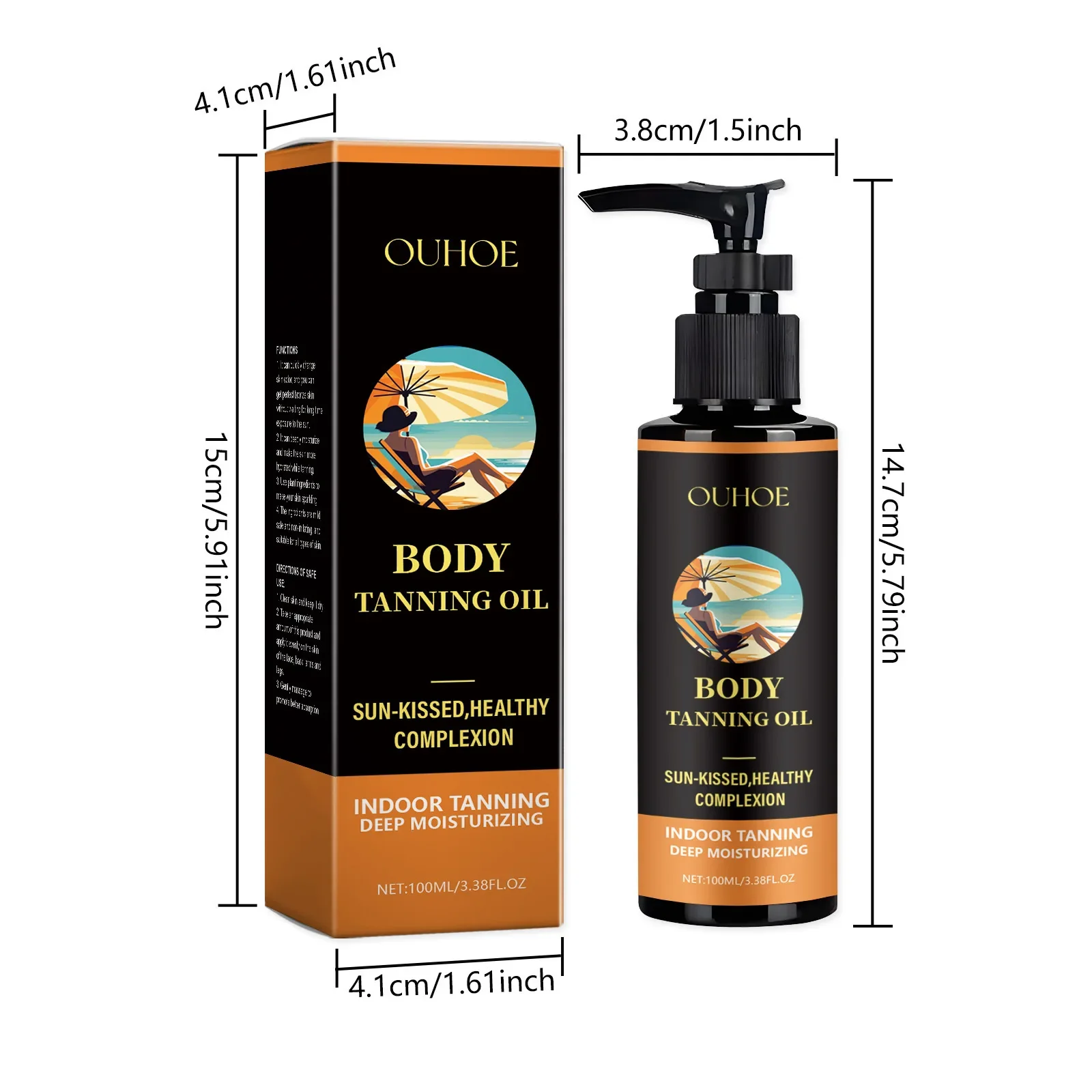 Body Tanning Oil Indoor Beach Sunbed Fake Tan Sunless Bronzing Liquid Hydrating Moisturizing Natural Bronzer Self Tanner Oil
