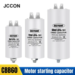 Пусковой конденсатор BEEYUIHF CBB60 6uF ~ 60uF, конденсатор двигателя 50/60 Гц 450 в переменного тока с винтом M8 для электродвигателя/стиральной машины