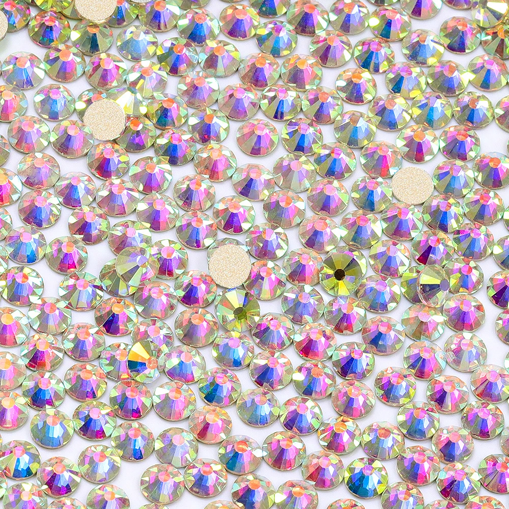 8-Farben-Strasssteine mit goldenem Boden, hochwertiges Glas, nicht Hotfix, SS3-SS30, glitzernde Hochzeitskleid-Dekoration, Kristalldiamant – Detail 4