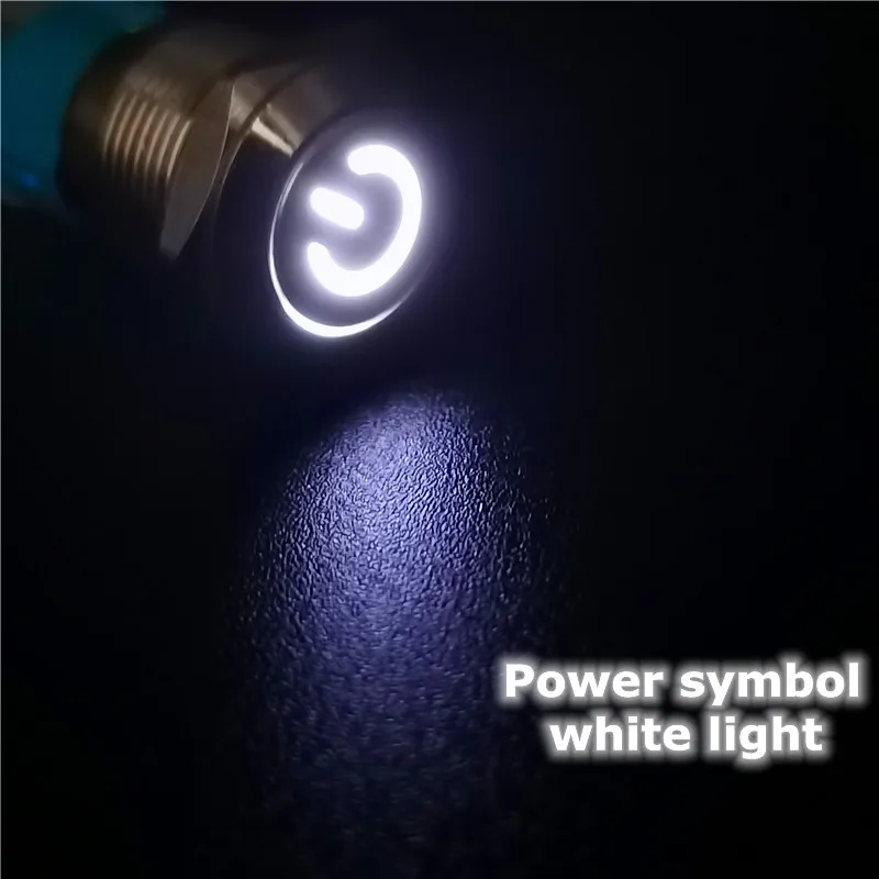 thumbnail image 1 of Interruptor pulsador de metal resistente al agua de 12 mm, 3 V, 5 V, 6 V, 12 V, 24 V, 36 V, 48 V, 220 V, luz LED, interruptor de encendido y apagado momentáneo para PC de motor de automóvil, 1 of 5