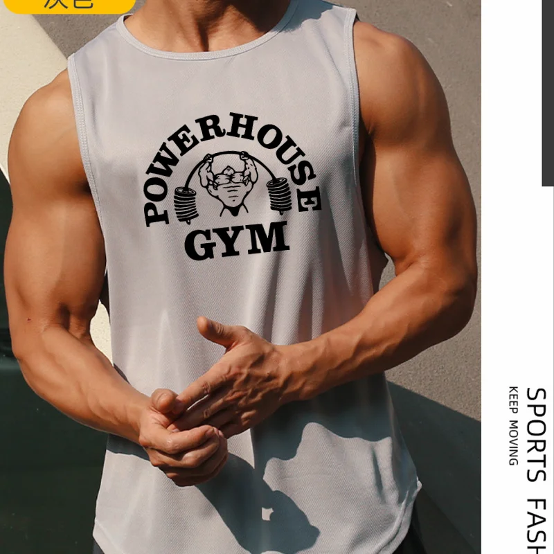 SummerMeshBodybuildingVestMenQuickDryGymClothingSportTankTop