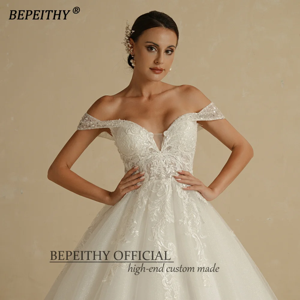 BEPEITHY Customized Princess Sweetheart Wedding Dress For Women Ivory Glitter Sleeveless 2025 Vintage Bride Bridal Ball Gown 6