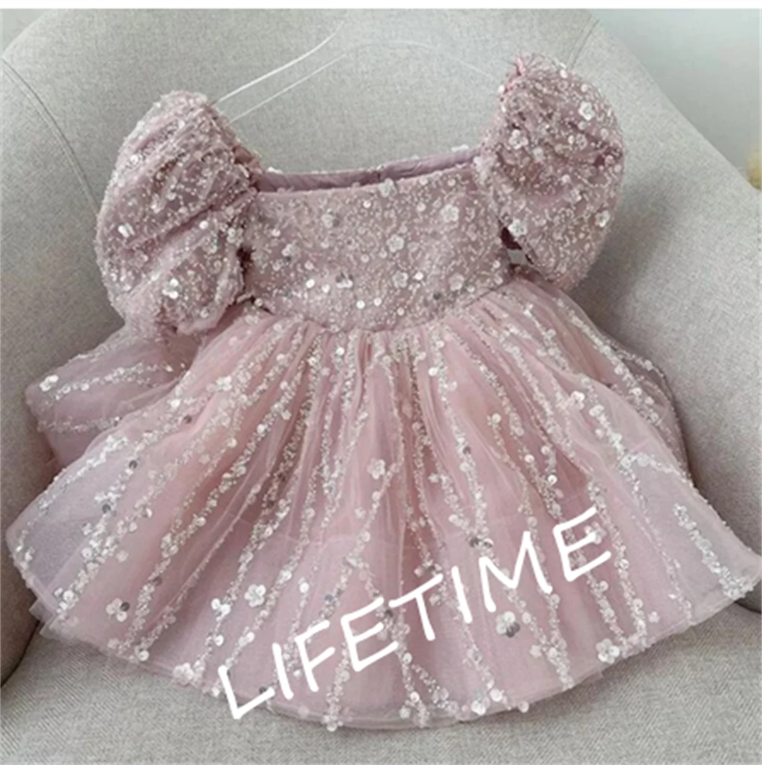 strapless open back dress Luxury Purple Fluffy Princess Baby Girl Dress for Birthdays – HOUSE OF  CLAIRE main image 0