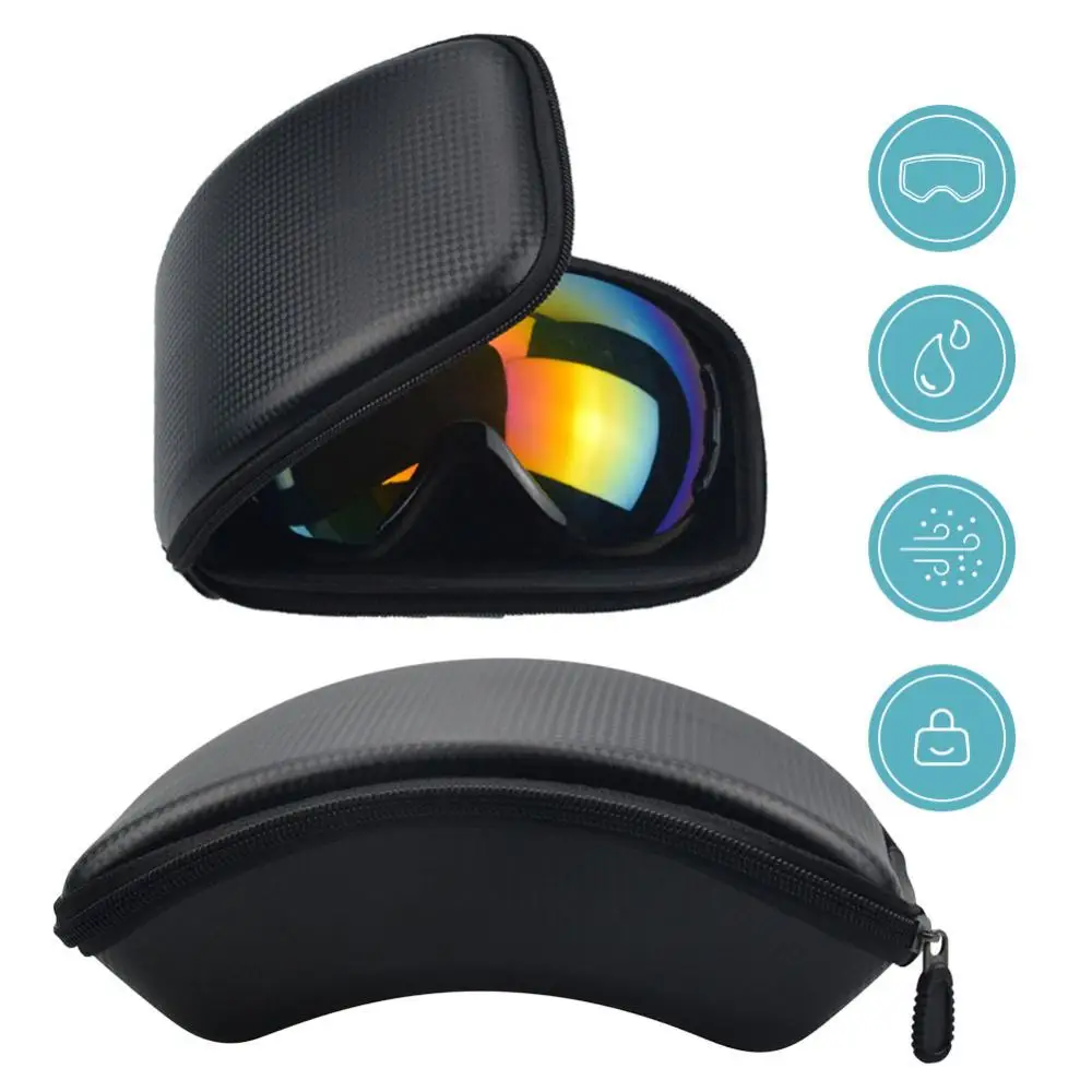 Tolex Portable Ski Goggles EVA Hard Case with Zipper Compact Lightweight Eyewear Storage Box for Easy Carrying Ski Accessories