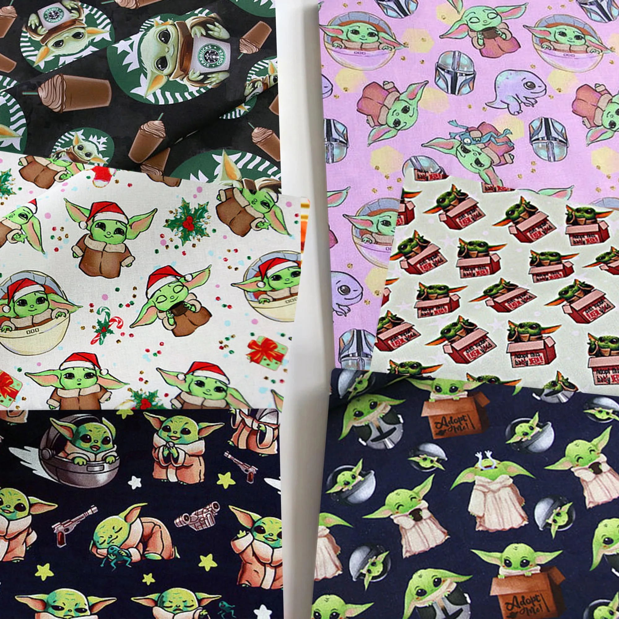 Disney Baby Yoda Star War Cotton Fabric Printed Cloth Sewing Quilting