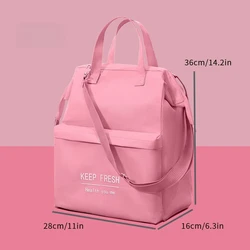 Large Capacity Insulated Lunch Bag with Thick Aluminum Foil (Pink insulation bag)