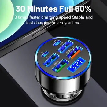 Caricabatteria per auto da 100 W 6 porte ricarica rapida USB tipo C accendisigari per auto 2PD QC3.0 caricabatteria per telefono per auto per IPhone Samsung Huawei Xiaomi