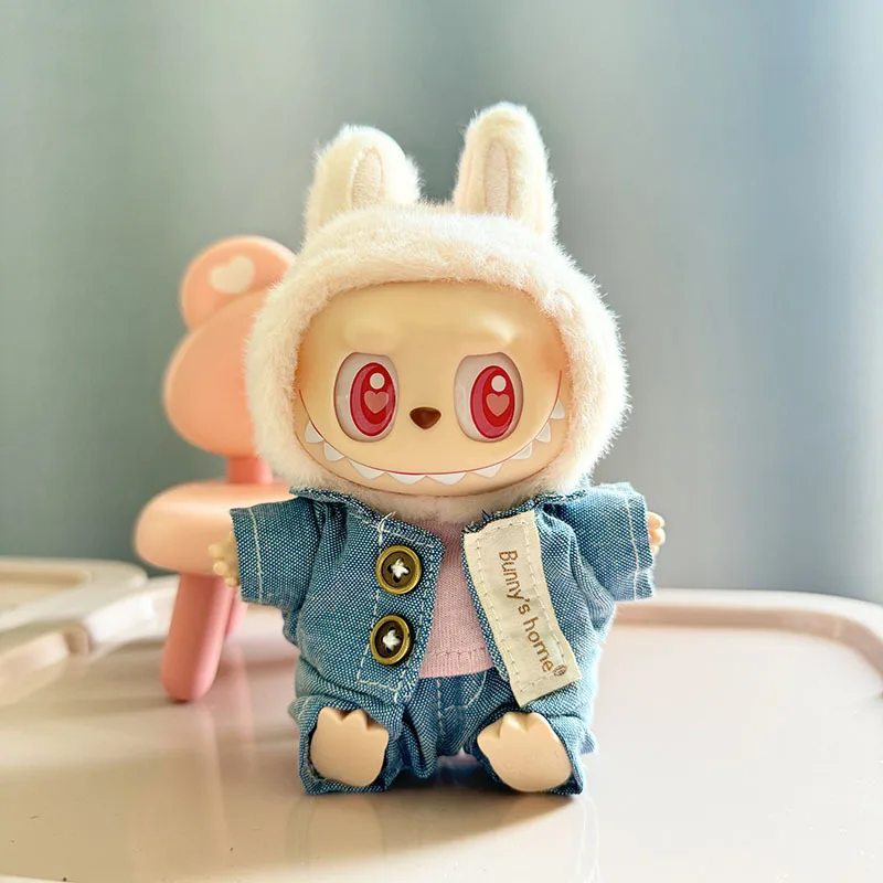 17cm Cute Mini Plush Doll'S Clothes Outfit Accessories For Korea Kpop Exo Labubu II Idol Dolls Skirt overalls suit Clothing DIY 5