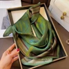 Luxury Green Print Square Scarf Simulated Silk Thin Satin Neck Scarf Elegant Ladies Professional Decorative Small Scarf 1