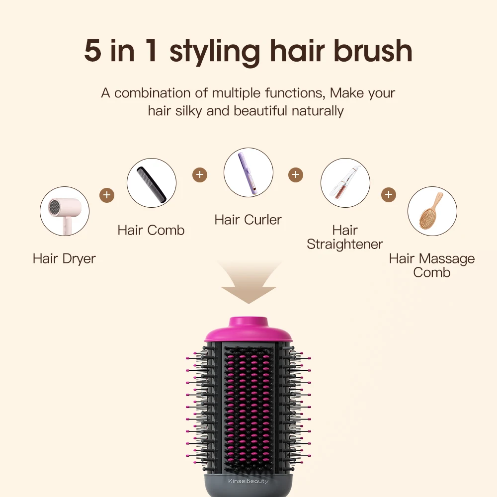 Kinseibeauty Hair Dryer Comb Straightener Dual-purpose Hot Air Brush Ceramic Anti-ironing Blower Multi-function Styling Tools 6