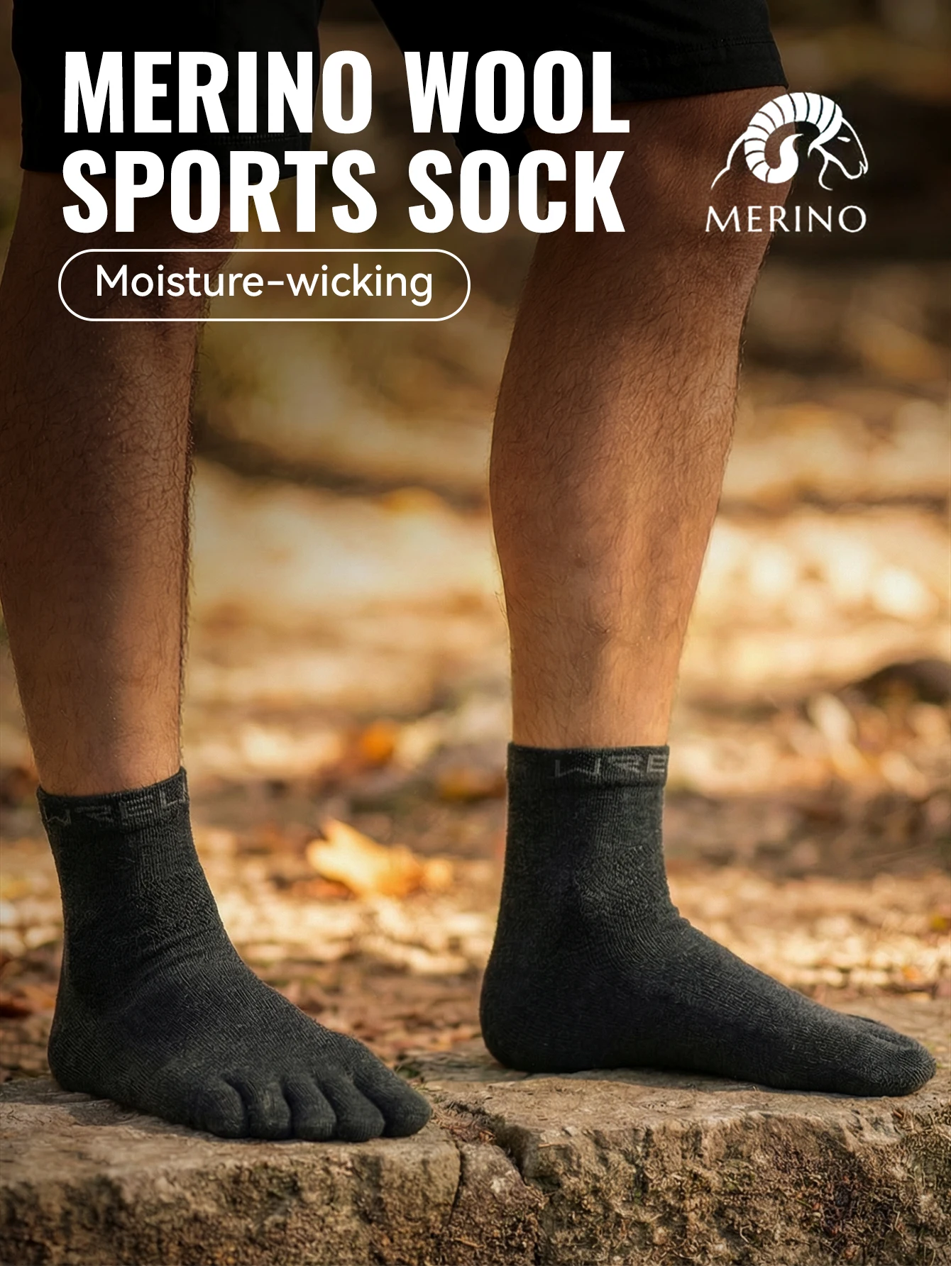 WRELS 1/2/3 pares de calcetines de lana merino con cinco dedos, calcetines para correr para hombres y mujeres, transpira