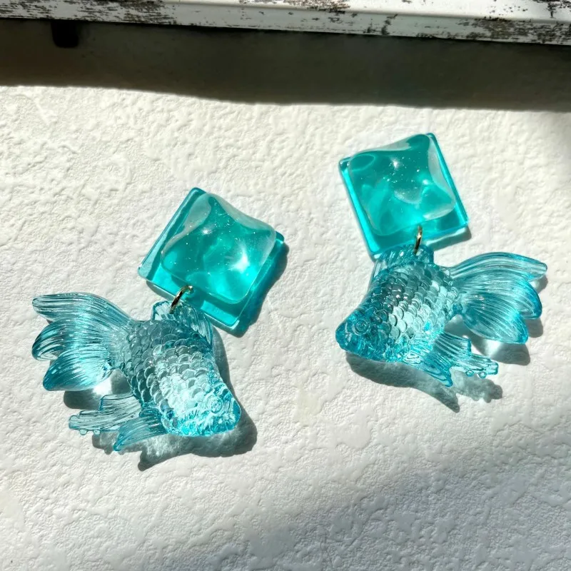 Transparent Goldfish Pendant Earrings Image 18