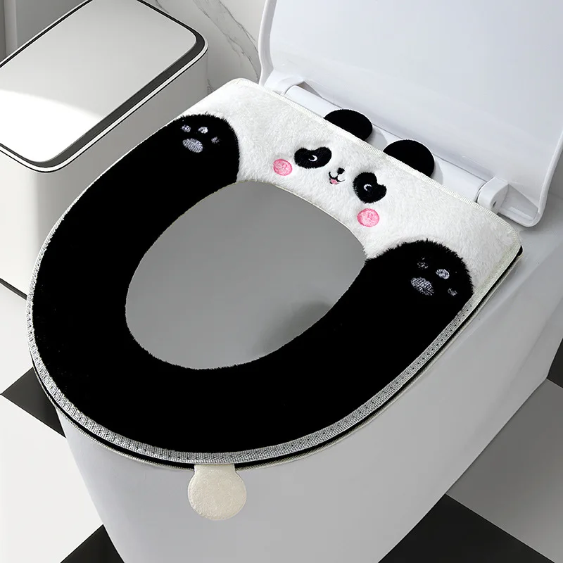 Toilet seat cover Cute Panda Toilet Seat Home Four Seasons Universal Winter warm Closestool Cushion Zipper sofa Toilet Seat pad mats potty covers