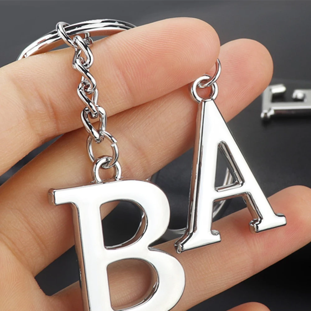 Fashion Simple A-Z Initials Keychains Metal 26 English Letters