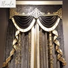 New European Style Luxury Curtains for Villa Living Room Coffee Color Silk Velvet Gold Embroidery High Quality High-end Custom 4