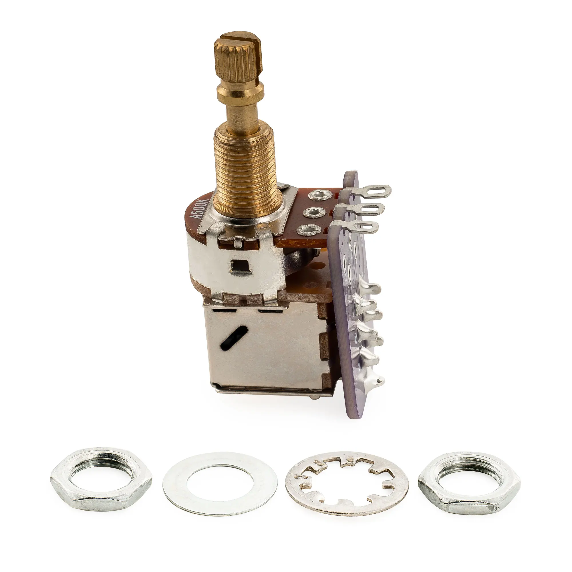 Musiclily Pro A250K/B250K/A500K/B500K PCB Mod DPDT Push-Pull Messing Topf Metric Split Shaft 9,5mm Potentiometer für Gitarre Bass – Detail 8