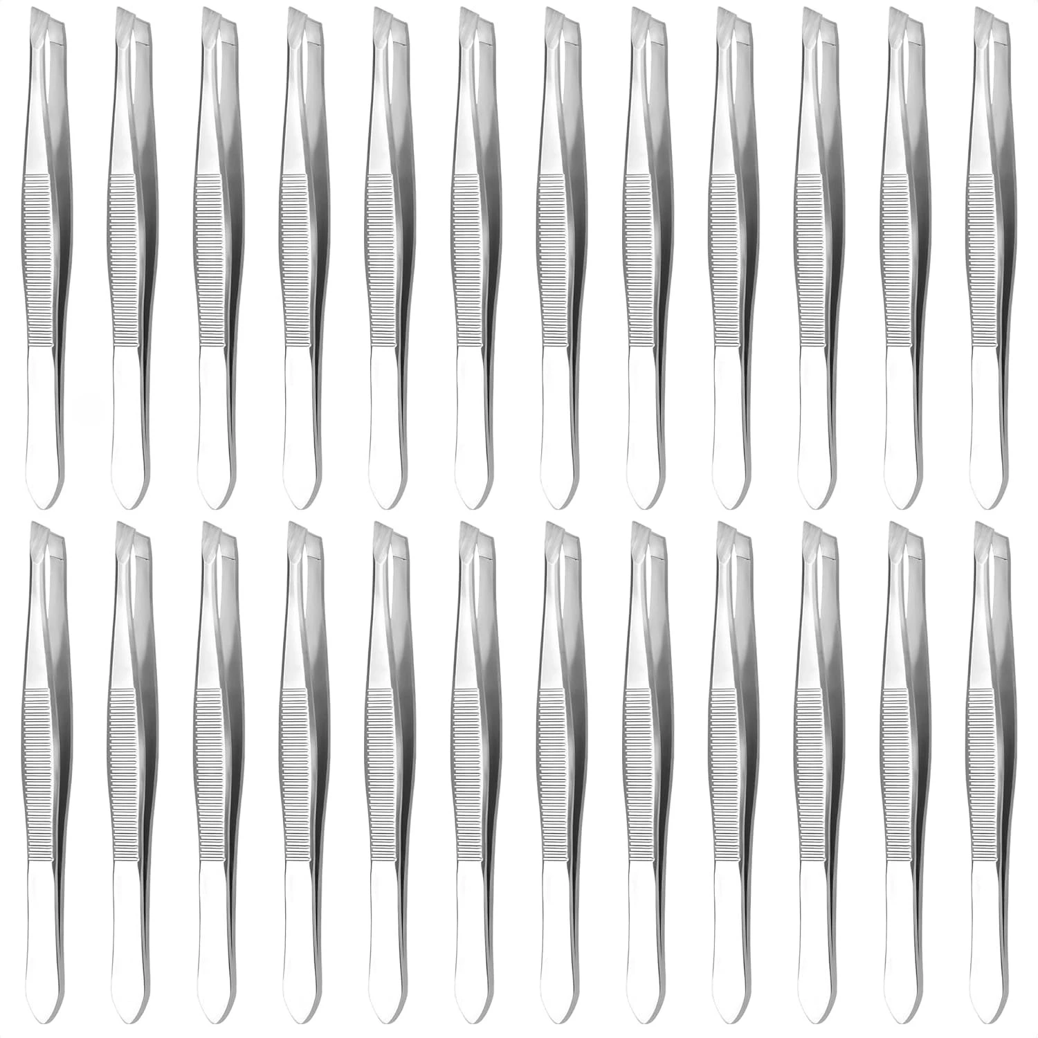 1/11/24개입 핀셋 대량팩 스테인리스 스틸 대량 핀셋 간편한 눈썹 뽑기용 수염 제거 메이크업 도구
