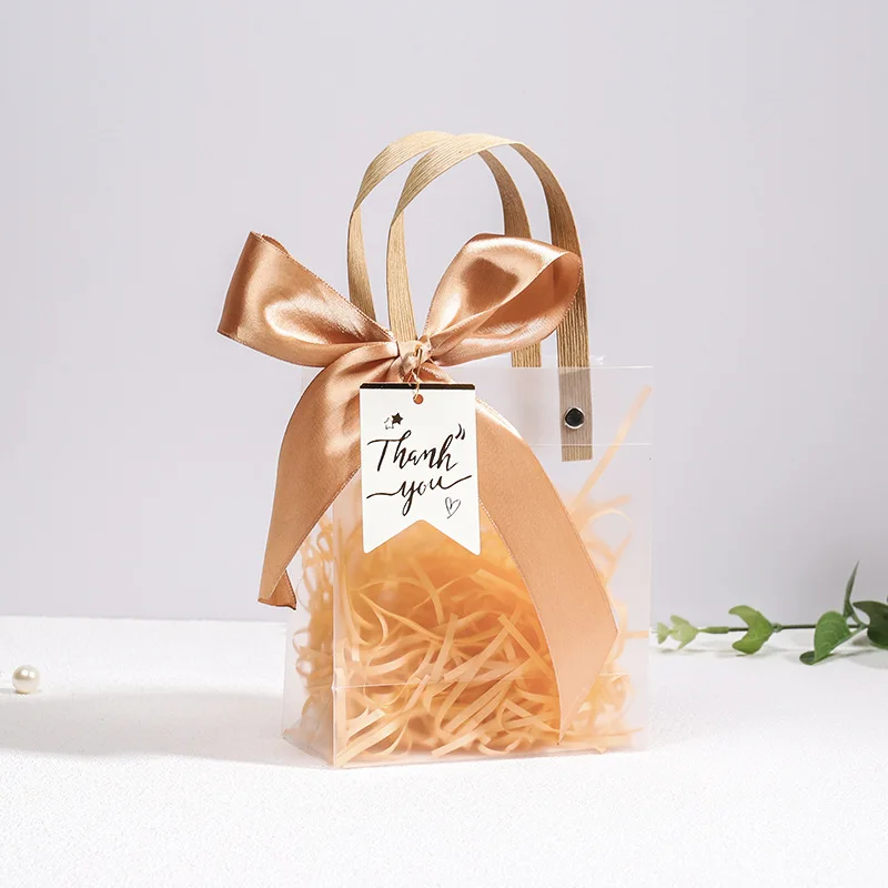 5-50 sacchetti regalo in plastica trasparente con manici, in