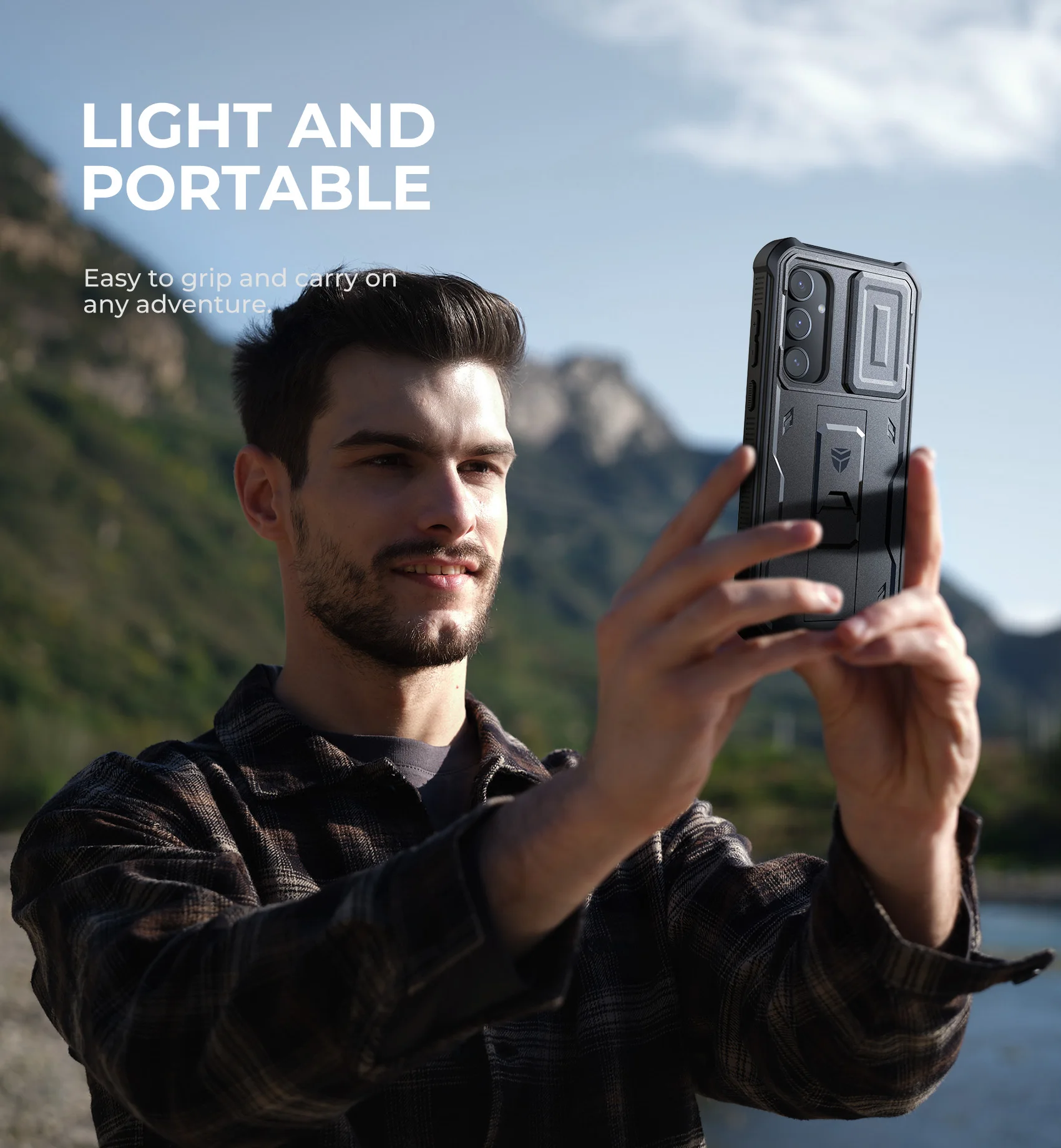 Dexnor Full Body Rugged Case with Camera Cover, Built-in Screen Protector, and Kickstand