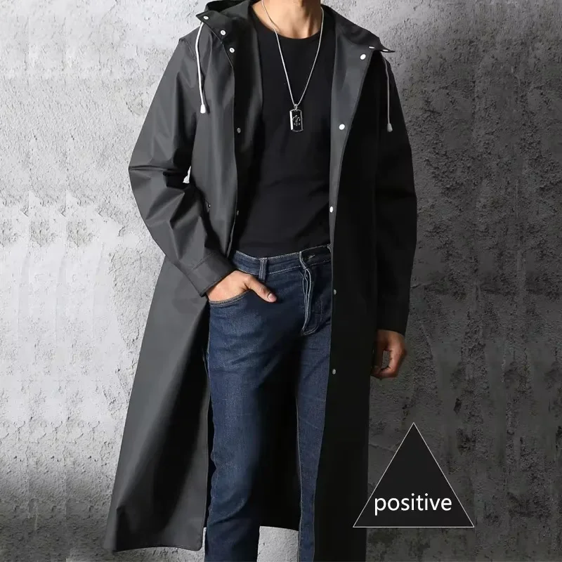 Imperméable longue pêche randonnée - Manteau pluie étanche homme femme capuche - Vêtement extérieur