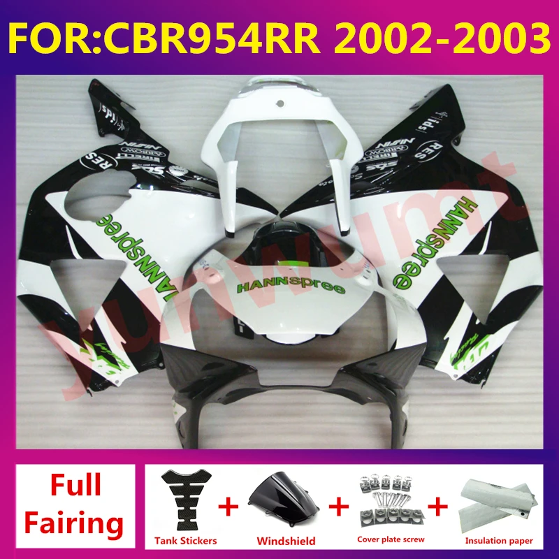

Fit For CBR900RR 954 fairings kit ABS 02 03 2002 2003 CBR954 cbr 954 cbr954rr Plastic full bodywork Fairing zxmt set white black