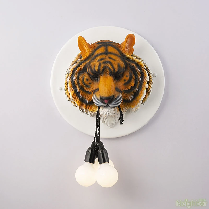 

Artoon Tiger Head Sculpture Wall lamp LED Wall Light Wall Sconce For Living Bedroom Dining room Cafe Bar Theme Restaurant