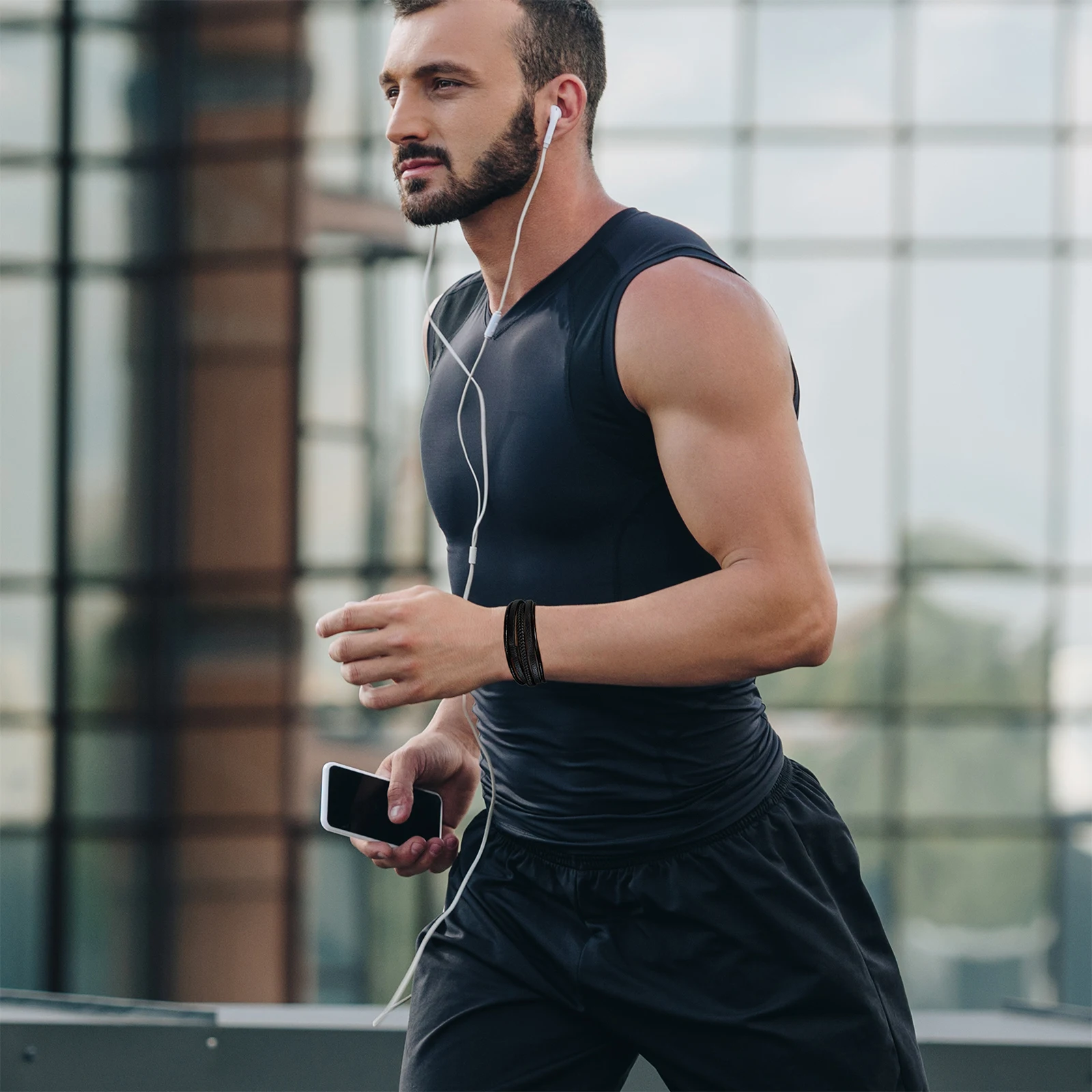 Mens Beads and cuff Bracelets Braided Leather bangles Bracelet with Stainless Steel Magnetic clasp for woman 2023 Gift