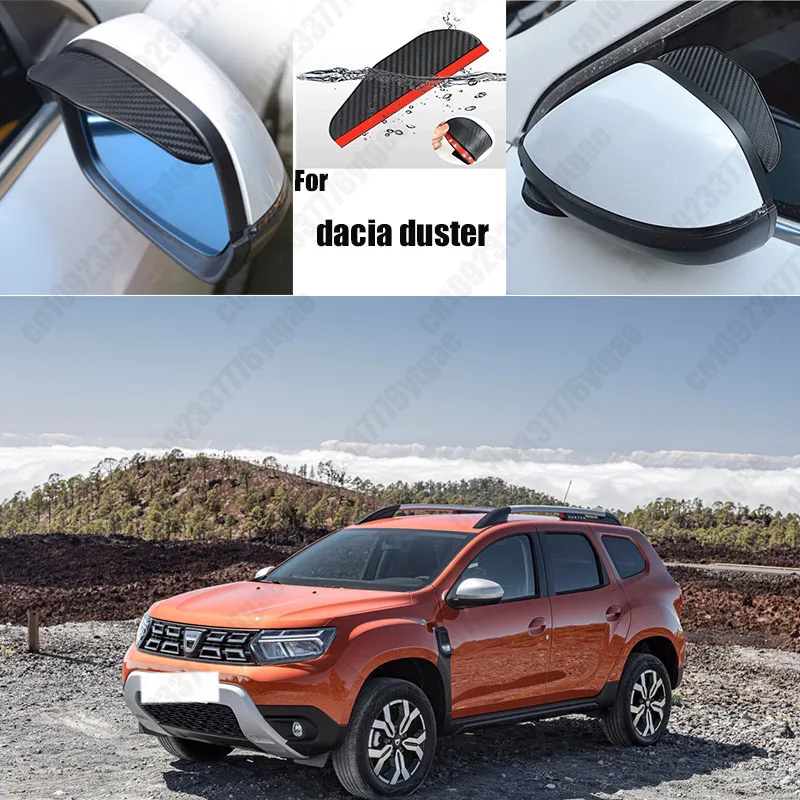 Dacia duster Car Rearview Mirror Rain Eyebrow Fiber Auto Rain Shield Rainscreen Reflector Shield