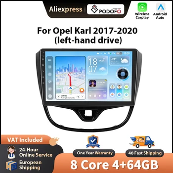 Radio Podofo con Carplay y Android Auto inalámbrico para Opel Karl 2017-2020 (izquierda), sistemas inteligentes para automóvil, GPS, BT, FM/RDS, autoradio 2din 1