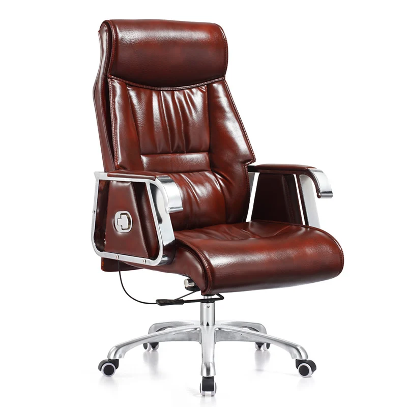 Modern high back brown executive synthetic leather office chair