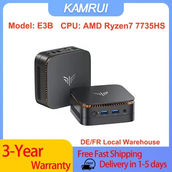 KAMRUI E3B AMD Ryzen7 7735HS Mini PC Max 4.75GHz Wifi6 BT5.2 Win11 PRO Radeon Graphics 4K Display Mini Desktop Computer for Game