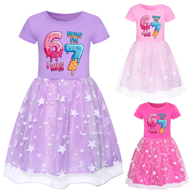 Enfants Six Seven robe 67 voler un cerveau bébé filles à manches courtes robes décontractées filles fantaisie princesse robes enfants vêtements 1