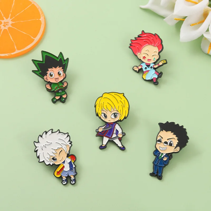Hunters Enamel Pin GON Killua Kurapika Leorio Hisoka Brooch Lapel Badge Anime Jewelry Gift for Fans