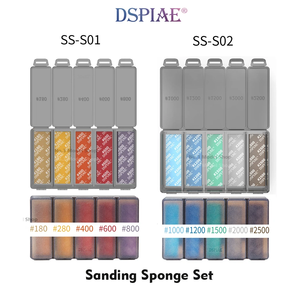 Model Tools Sanding Sponge Tool DSPIAE Sanding Sponge Set Containing Storage Boxes Professional Polishing Equipment For Gundam Hobby Model Making DIY Tools