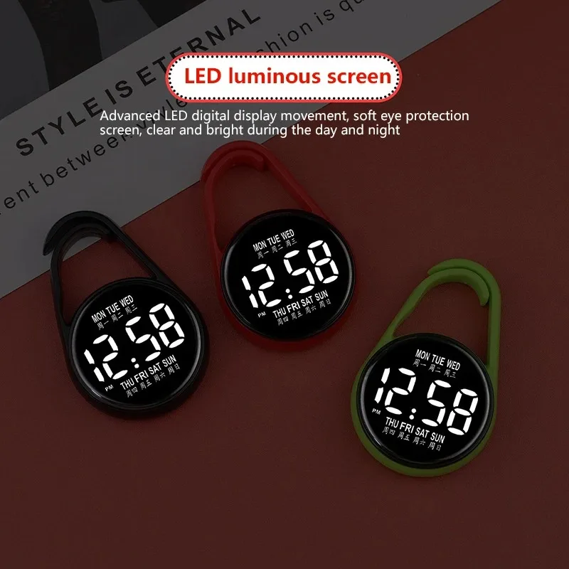 2PCS LED 디지털 전자 시계 키 체인 빛나는 기능 실용적인 어린이 선물 교수형 시계 포켓 시계