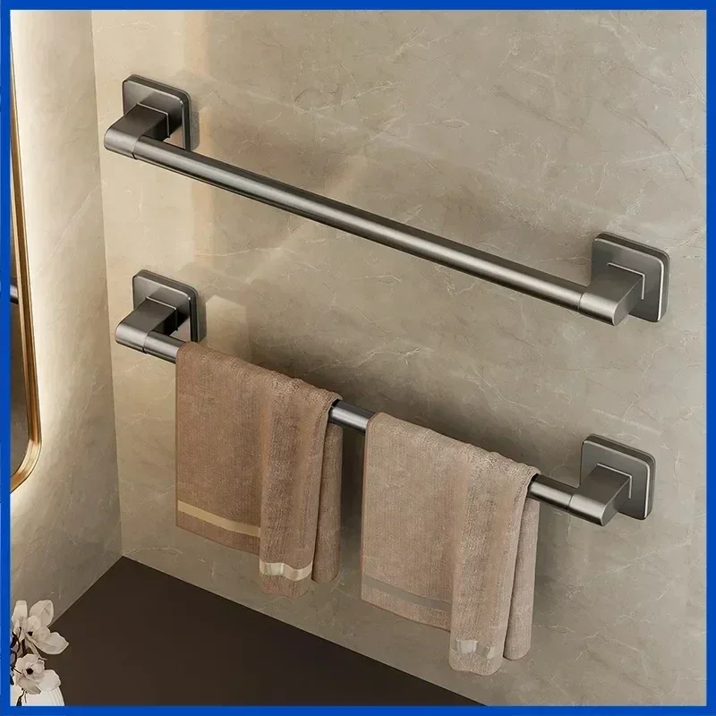 Bathroom Storage Rack Non Perforated Suction Cup Wall Mounted Towel Rack Bathroom Corner Shelf Horizontal Bar 30/40/50cm