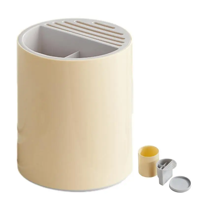 

Utensil Holder Cutlery Drainer Kitchen Tableware Storage Bucket Rotatable Kitchen Chopsticks Cylinder Storage Rack for Spoon