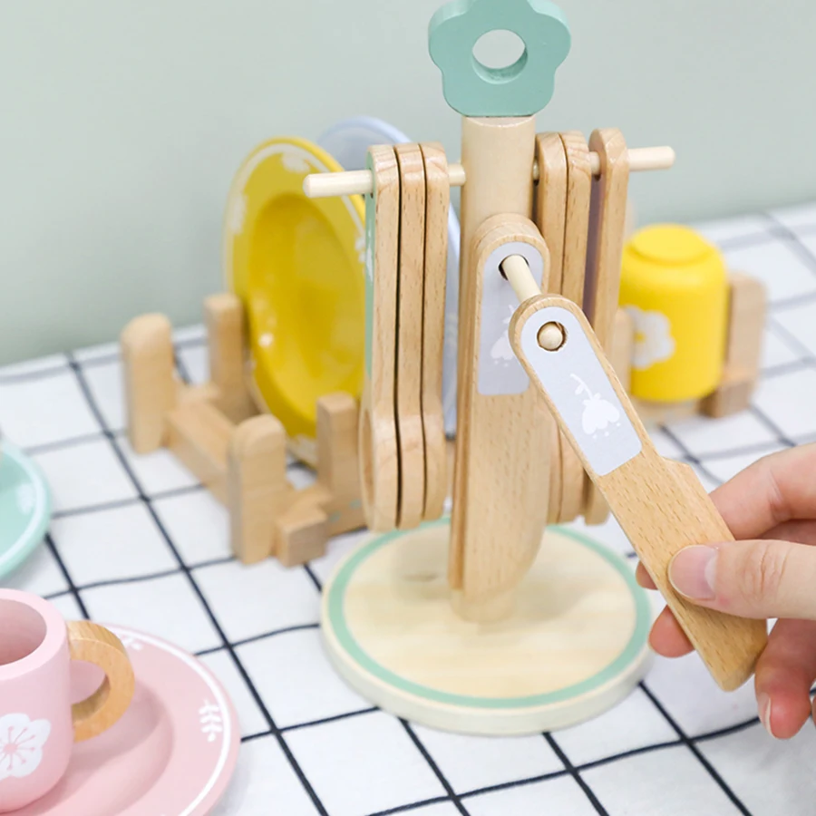 Baby wooden toy Kitchen toy wooden tableware set toy baby role play Educational Cosplay preschool toy gifts for kids 6