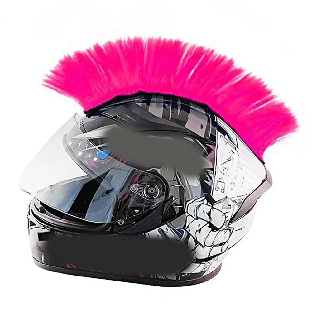 Helmet Wig Vibrant Color Helmet Decor Wig Detachable High Temperature Silk Bright Color Mohawk Cycling Riding Supplies