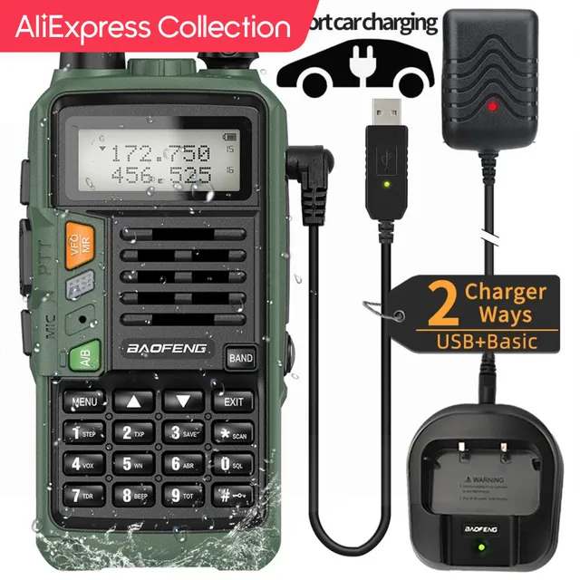 AliExpress Collection BAOFENG 강력한 핸드헬드 송수신기, UHF VHF 듀얼 밴드, 16 km 장거리 워키토키 햄, UV 5R 양방향 라디오, UV S9 플러스