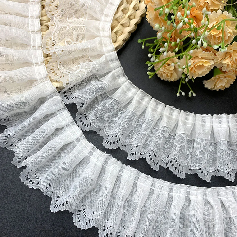 Elegant Three-Layer Ruffle Lace Trim for Fashion and Home Decor