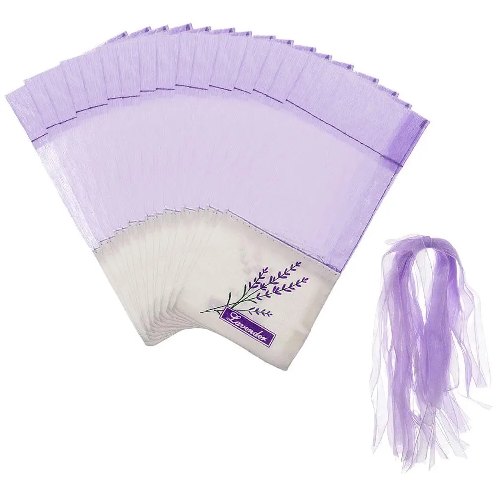 50pcs Lavender Sachet Bags Empty Deep Small Pouch Cotton Travel Packaging Decorative Aromatic Insect