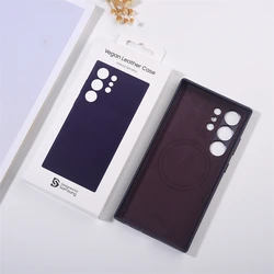 Leather Magnetic Phone Case with Wireless Charging Compatibility for Leather (S24Ultra purple)