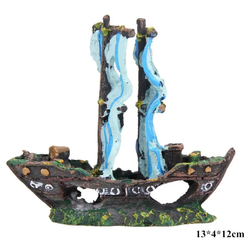 Aquarium Ornament Pirate Sunk Ship Shipwreck Boat Fish Tank Waterscape Cave Decoration Resin Ship Ornament