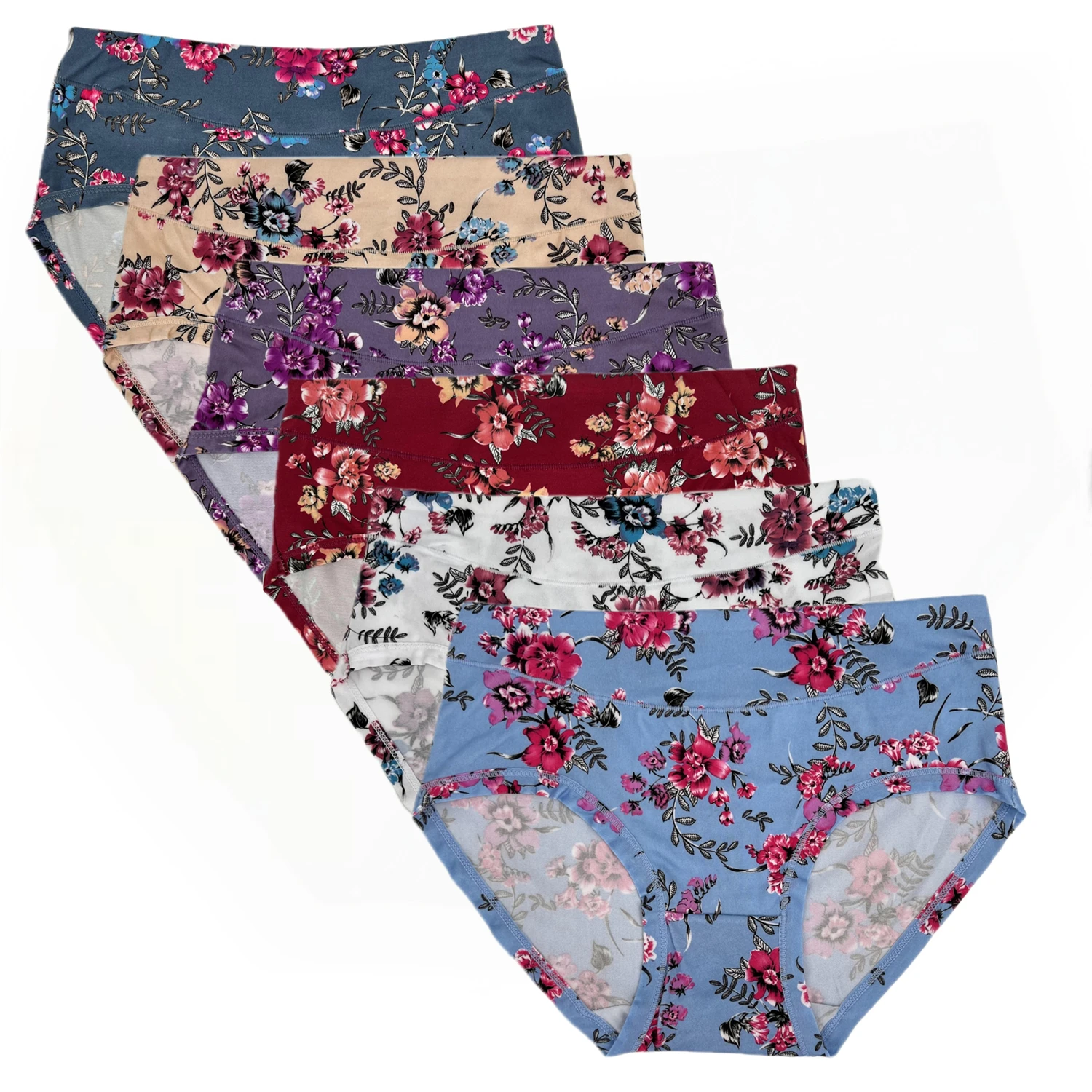 

Floral Print Underwear Women's Panties Plus Size Women's Briefs Mid-waisted Women's Underpants Modal Panty Woman Flower Panti