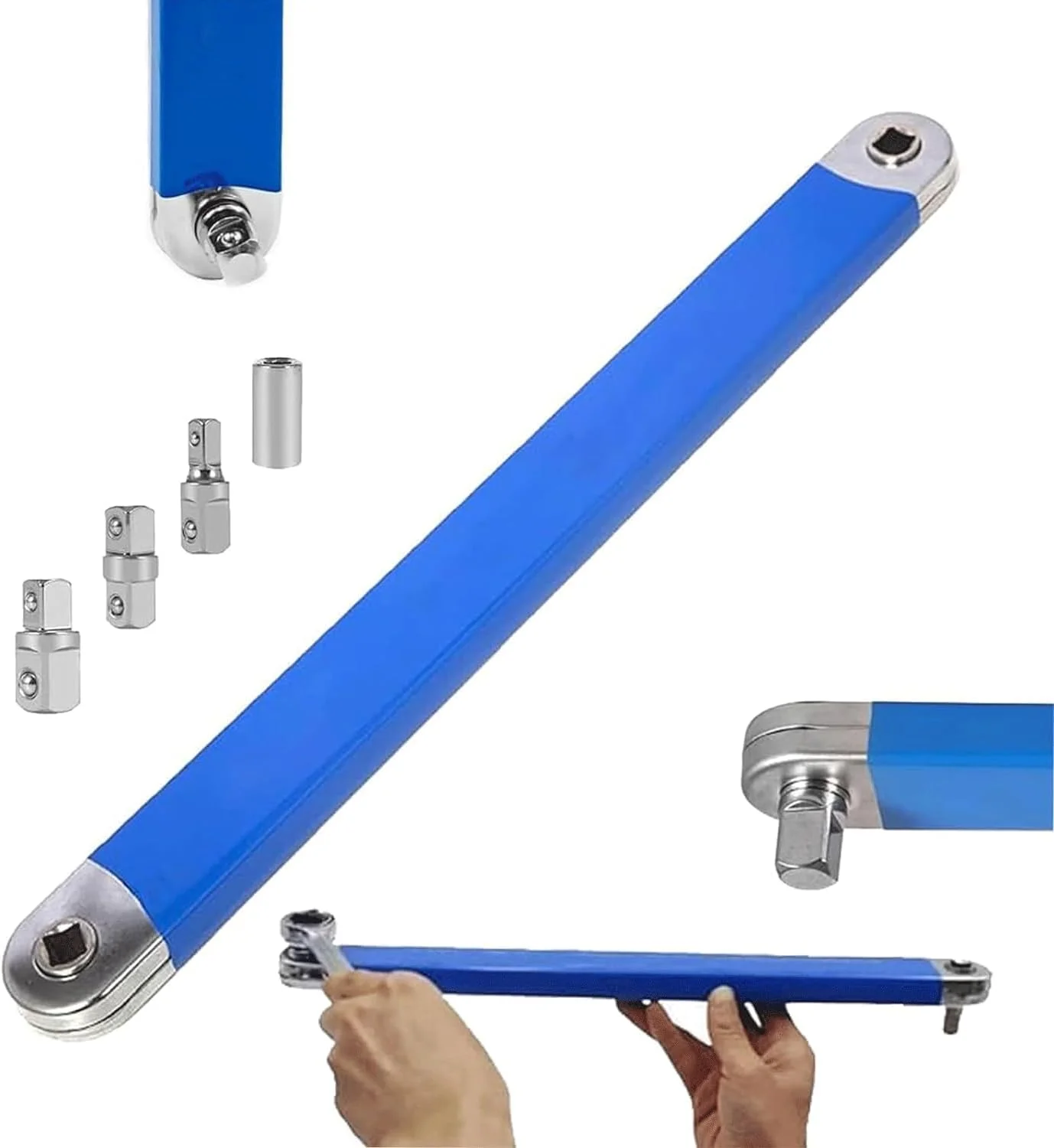 Versatile Extension Ratchet Wrench With 1/2", 1/4" And 3/8" Multi-Purpose Zero Offset Extension Wrench For Tight Space Work Tool