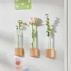 2 Pcs Solid Wood Magnetic Hydroponic Vase Durable Decorative Refrigerator Magnet Vase Shatterproof Wall Hanging Vase Kitchen 3