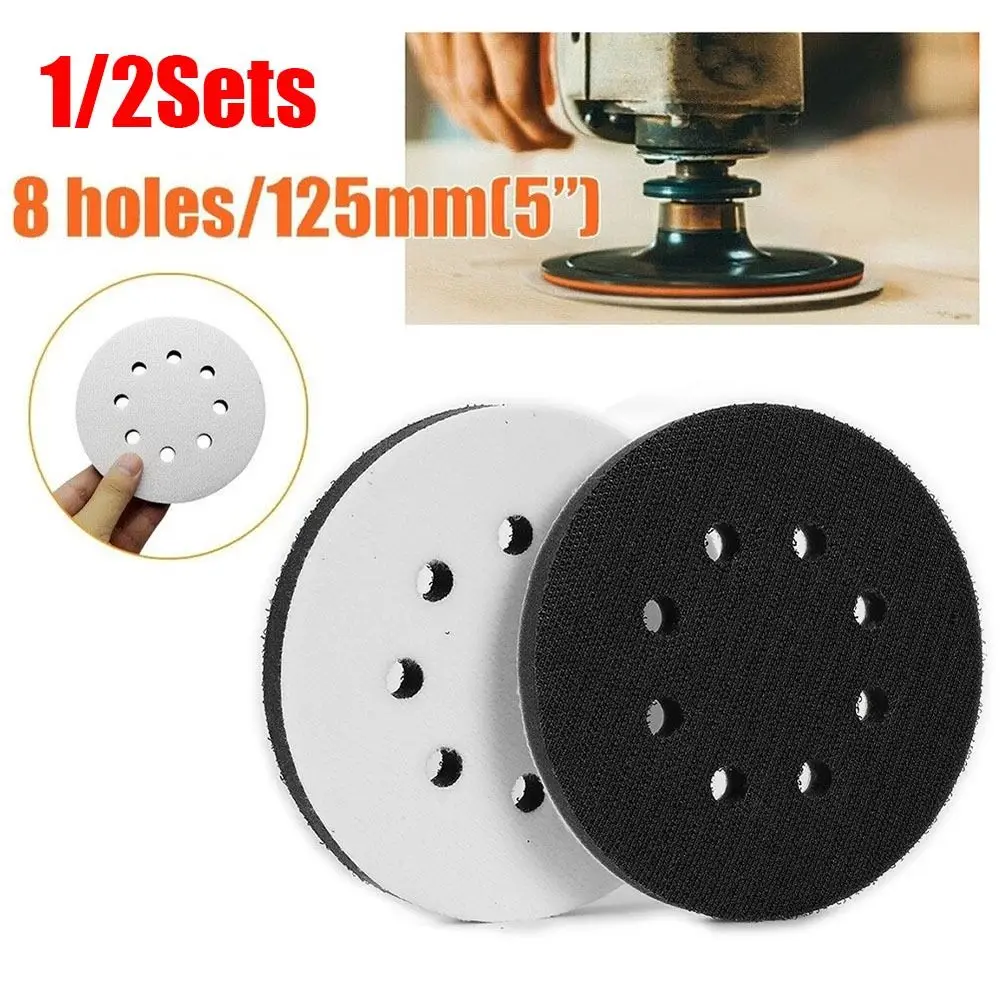 Description Picture 2 of item1/2Sets Backing Plate Sponge Interface Pad 5inch 125mm Hook Loop Sanding Pads Soft 8 Holes Polishing Grinding Disc
